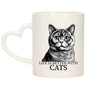 Cadeau mok voor katten liefhebbers - Britse Korthaar - hartjes oor - keramiek - 300 ml