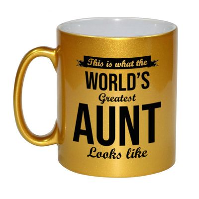 Gouden Worlds Greatest Aunt / tante cadeau koffiemok / theebeker 330 ml Gouden Worlds Greatest Aunt / tante cadeau koffiemok / theebeker 330 ml