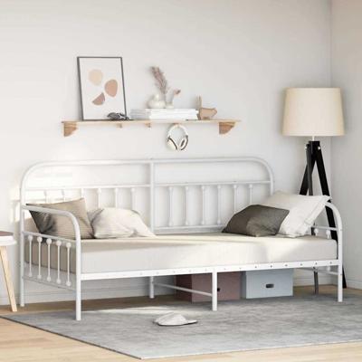 Bedframe voor een daybed met hoofdeinde Wit 107 x 203 cm Staal