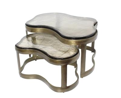 Salontafel Fairfield in antiek messing (set van 2)