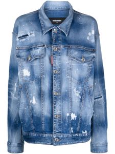 DSQUARED2 veste en jean à effet usé - Bleu