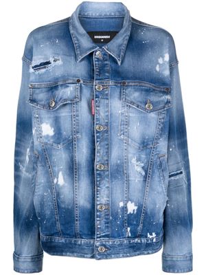 DSQUARED2 veste en jean à effet usé - Bleu