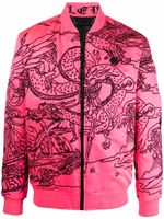 Philipp Plein veste bomber à motif tatouage brodé - Rose - thumbnail