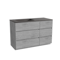 Storke Edge staand badmeubel 120 x 52 cm beton donkergrijs met Scuro asymmetrisch linkse wastafel in kwarts mat zwart - thumbnail