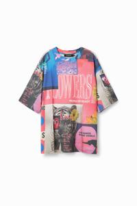 Oversized T-shirt met collage - MATERIAL FINISHES - L