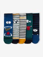 Set van 5 paar halfhoge sokken"monsters" jongens blauw