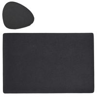 Placemats en onderzetters lederlook - set 6x - zwart - 45 x 30 cm