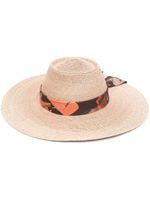 Ferragamo chapeau tressé à ruban contrastant - Tons neutres