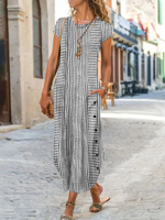 Casual Loose Striped Dress With No