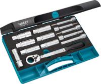 HAZET Schokdempergereedschapset 4910/13 · 1/2 inch (12,5 mm) vierkant hol · Binnen-zeskant-profiel, Tapprofiel hol, Buiten-zeskant-profiel · 13-delig HAZET Schokdempergereedschapset 4910/13 · 1/2 inch (12,5 mm) vierkant hol · Binnen-zeskant-profiel, Tapprofiel hol, Buiten-zeskant-profiel · 13-delig