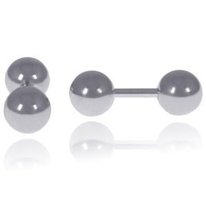 LGT Jewels Stud oorbellen Dubbele Bol Zilver 6mm