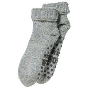 Wollen anti-slip huissokken/slofsokken voor kinderen blauw melee maat 23-26 23/26  -