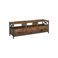 Industrieel tv-meubel met 3 lades, Rustiek Bruin + Zwart / 40 x 147 x 50 cm