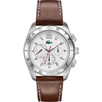 Lacoste horlogeband 2010608 / LC-53-1-14-2301 Leder Bruin 24mm + wit stiksel - thumbnail