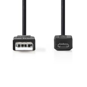 Nedis USB-Kabel | USB 2.0 | USB-A Male | USB Micro-B Male | 480 Mbps | Vernikkeld | 1.00 m | Rond | PVC | Zwart | Doos - CCGB60500BK10