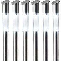 Solar prikspot/tuinspot led - 6x - rvs - H57 cm - koel wit