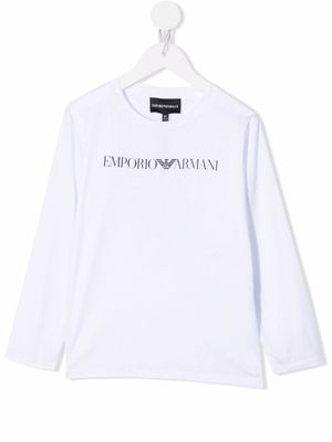 Emporio Armani Kids t-shirt à logo imprimé - Blanc