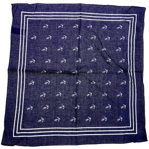 Matroos/kapitein/piraten zakdoek - blauw - met ankers patroon - 55 x 55 cm