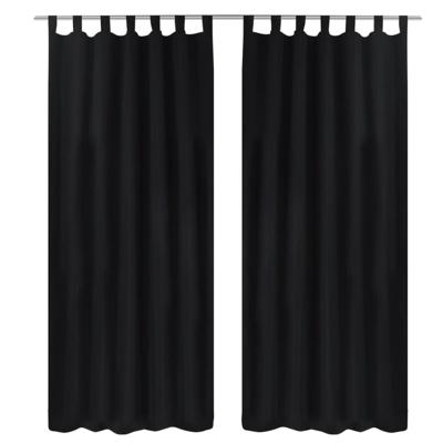 VidaXL Micro-satijnen gordijnen met ringen 140 x 175 cm 2 stuks (zwart)