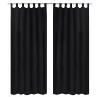 VidaXL Micro-satijnen gordijnen met ringen 140 x 175 cm 2 stuks (zwart)