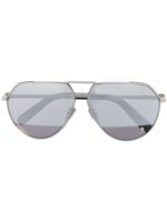 Philipp Plein lunettes de soleil The Skull à monture aviateur - Argent