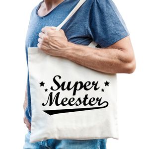 Super meester bedankje cadeau tas katoen   -