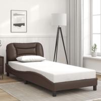 Bedframe met hoofdbord kunstleer bruin 80x200 cm