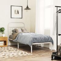 Bedframe met hoofdbord zonder matras metaal wit 75x190 cm