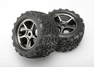 Tires & wheels, assembled, glued (Gemini black chrome wheels, Talon tires, foam inserts) (2 pcs)