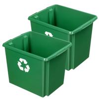 Sunware opslagbox - 2x - kunststof - 45 liter - groen - 45 x 36 x 36 cm - opbergers - stapelbaar
