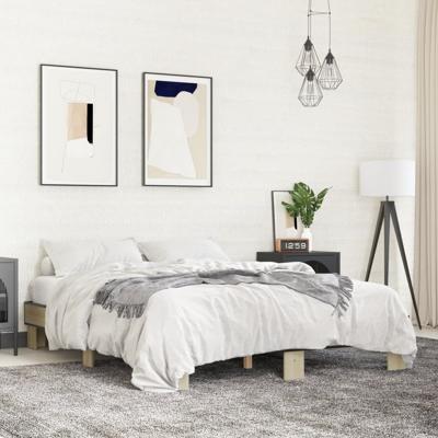 Bedframe bewerkt hout metaal sonoma eikenkleurig 150x200 cm