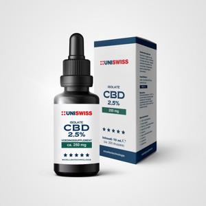 Uniswiss CBD isolate 2,5% (wateroplosbaar)