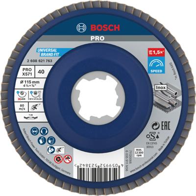 Bosch Accessoires X-LOCK Lamellenschijf schuin, kunststof Ø115mm, G 40, X571, 
Best for Metal - 2608621763