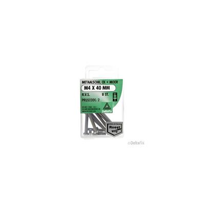 M.schroef moer ck m4x40mm rvs 8st - Deltafix