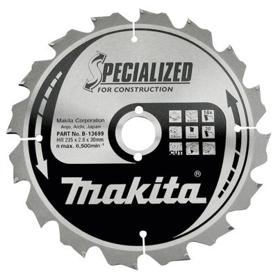 Makita Accessoires Cirkelzaagblad bouw 190x30x3 12T 20G - B-13683