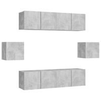 vidaXL 6-delige Tv-meubelset spaanplaat betongrijs - thumbnail