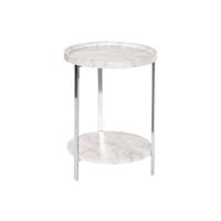 Bijzettafel DKD Home Decor Wit Zilverkleurig Metaal Hout MDF 40 x 40 x 53 cm