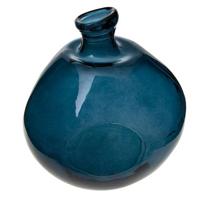 Atmosphera bol fles vaas - blauw transparant - glas - H33 x D32 cm