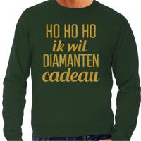 Foute kersttrui/sweater voor heren - Hohoho diamanten cadeau - groen - glitter goud