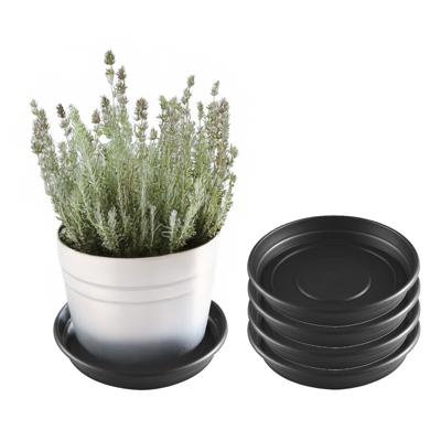 Planten onderschaal - 5x - antraciet - 43 cm - kunststof - bloempotonderzetter - plantenschaal