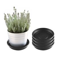 Planten onderschaal - 5x - antraciet - 43 cm - kunststof - bloempotonderzetter - plantenschaal