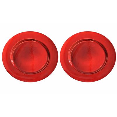 Onderborden - 8x - rood - 33 cm - kunststof - Diner borden - kerstdiner dinerborden