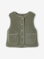 Mouwloos meisjesvest van sherpa groen