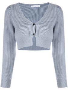 Alexander Wang cardigan crop en maille nervurée - Gris