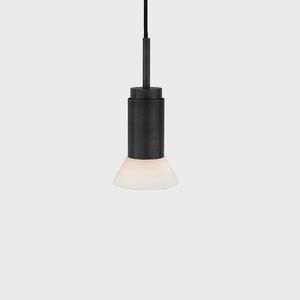 Anour Donya Onyx Trapeze Hanglamp - Witte kap - Zwart PVD