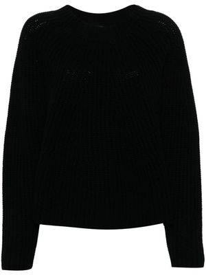 Allude pull en laine vierge mélangée à col rond - Noir