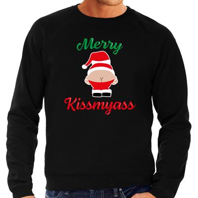 Bellatio Decorations Foute kersttrui Merry Kissmyass - zwart - heren - Kerstsweaters - kerstborrel Bellatio Decorations Foute kersttrui Merry Kissmyass - zwart - heren - Kerstsweaters - kerstborrel