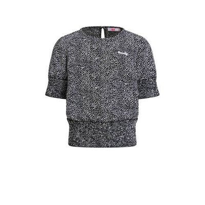 WE Fashion top met all over print zwart/wit