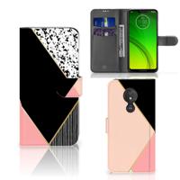Motorola Moto G7 Power | Book Case | Zwart Roze Vormen