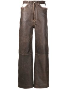 Manokhi pantalon palazzo en cuir à découpes - Marron